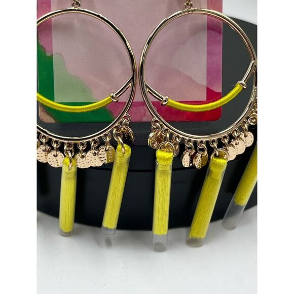 Lilly Pulitzer NWT YELLOW Tassel LILLYS LEMON STATEMENT EARRINGS~ SURF GYPSEA - Picture 5 of 12